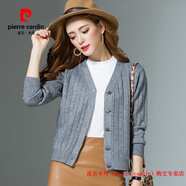 皮爾卡丹（pierre cardin）針織開(kāi)衫毛衣外套女春秋季2025年新款小個(gè)子外搭洋氣百搭V領(lǐng)披肩 灰色 【版】 3XL