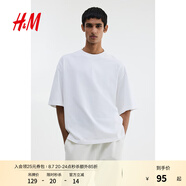 H&M男裝T恤2025年夏季新款大廓形T恤1294399 白色 L 175/108