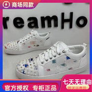 酷奇國際一線品牌歐洲站CL2025新款鉚釘紅底鞋個性帆布破洞星空小白鞋 9912白色 偏大一碼 40