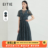 愛特愛（EITIE）性感復(fù)古波點(diǎn)百褶連衣裙夏新款網(wǎng)紗拼接收腰顯瘦A字裙6607323 甘葡49 S 155