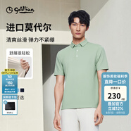 金利來【蘭精莫代爾/彈力】春夏新款短袖polo衫男商務(wù)休閑珠地翻領(lǐng)T恤 ETSG07935022-淺綠-14 2XL 185/100A 推薦150-160斤