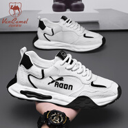西域駱駝（VANCAMEL）歐洲站男鞋夏季透氣2025新款潮牌網(wǎng)面運動(dòng)鞋男款防滑跑步老爹潮鞋 白灰 44 標準運動(dòng)碼