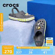 crocs卡駱馳洞洞鞋貝雅卡駱班輕便耐磨一腳蹬休閑鞋|205089 石板灰/青檸綠-0GX 45 (290mm)