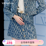 VJC OLIVIA【原創(chuàng)定制牛仔】VJC OLIVIA復(fù)古格調(diào)牛仔短裙輕奢女裝A版半身裙 S