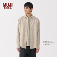 無(wú)印良品（MUJI）男式 漢麻水洗 長(zhǎng)袖襯衫 男士襯衣外套上衣男款夏季 男裝AC218A5S 原色 XL (180/104A)