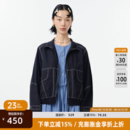 幻走（MOVEUP）2025春季新款.FUN系列羅紋撞色線(xiàn)純棉設計短款外套女 黑色 M