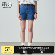 Teenie Weenie小熊女裝夏季簡約時尚牛仔短褲時尚高腰褲子女韓版 深藍色 L (170)