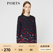 PORTS寶姿 秋冬新品女裝色塊拼接撞色毛針織衫LA9K508JKW001 丈青混色 XS