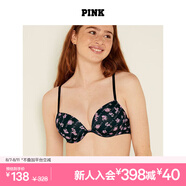 維多利亞的秘密 PINK 夏季圓盤胸內(nèi)衣2805舒適3/4罩杯聚攏外擴(kuò)文胸胸罩無痕聚攏 5OKW黑色花朵-聚攏 11202805 75A （34A）