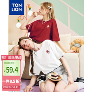 唐獅（TonLion）2025女左胸小花圓領(lǐng)短袖T恤 洋紅 S