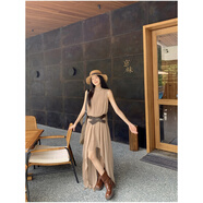 SKYHEART氣質(zhì)無(wú)袖雪紡背心連衣裙女夏季2025不規則飄逸裙擺度假風(fēng)長(cháng)裙 連衣裙 S