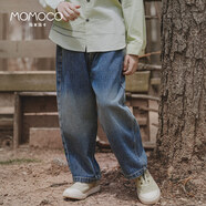 瑪米瑪卡男童牛仔褲秋冬兒童褲子長(cháng)褲潮流時(shí)尚牛仔褲 16藍色   140   