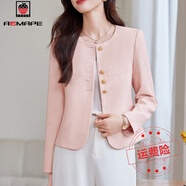 AEMAPE春裝短款小外套氣質(zhì)休閑長(zhǎng)袖小西裝香風(fēng)女神范小個(gè)子減齡洋氣上衣 粉紅色 常規(guī) M _[105-115斤]