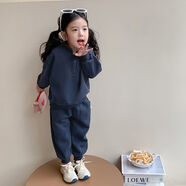 G·DUCK KIDS女童春裝套裝2025新款洋氣女孩休閑衣服春秋款兒童運(yùn)動(dòng)衛(wèi)衣兩件套 藏青色套裝 100