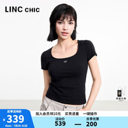 金羽杰2025年夏季新品U型領(lǐng)素凈短袖T恤女裝短款半袖修身上衣S252FK302Y
