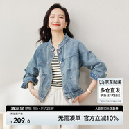 尚都比拉春秋款純棉牛仔外套短款高級感女裝氣質(zhì)休閑百搭上衣 牛仔藍 S 