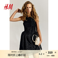 H&M女裝掛脖連衣裙2025秋季新款時(shí)尚法式刺繡無(wú)袖連身裙1282075 黑色 M 165/96