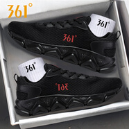 361°男鞋正品運(yùn)動(dòng)鞋夏季透氣網(wǎng)面鞋全黑跑鞋軟底跑步鞋男士鞋子休閑鞋 曜石黑/虛擬紅（透氣網(wǎng)面） 44