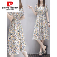 皮爾卡丹（PIERRE CARDIN）2025夏季新款碎花連衣裙女妹妹顯瘦洋氣方領(lǐng)中長(zhǎng)裙過膝 小菊碎花( M85105斤