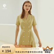 范思藍(lán)恩正式氣質(zhì)通勤連衣裙女夏季收腰顯瘦面試西裝裙 草黃綠 L