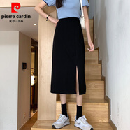 皮爾卡丹（pierre cardin）半身裙女秋冬2025新款黑色西裝高腰a字包臀長(cháng)裙子小個(gè)子大碼顯瘦 前側開(kāi)叉 L
