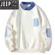 JEEP SPIRIT高初生假兩件長(cháng)袖襯衫領(lǐng)衛衣春秋季上衣寬松薄外套 168米(假兩件) M 165