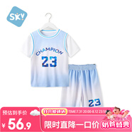 舒貝怡兒童籃球服夏季速干衣男女中大童童運(yùn)動(dòng)短袖套裝透氣訓(xùn)練服藍(lán)140
