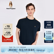 Hush Puppies暇步士男裝夏季復(fù)古運動純棉短袖T恤 085深藍2 XL