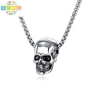 筱惠復古嘻哈不銹鋼骷髏項鏈女士男士霸氣骷髏吊墜項鏈波西米亞風(fēng)首飾 骷髏+不銹鋼鏈 25cm S