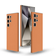 三星（SAMSUNG）S24ultra手機殼新款磨砂韓國曲面屏全包防摔S23Ultra保護殼套素皮革感外殼網(wǎng)紅S25Ultra商務男款 【GK膚感素皮曲屏殼】橙色 三星Galaxy S24 Ultra