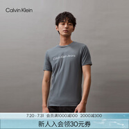 Calvin Klein Jeans夏季男女情侶中性年輕ck多色印花透氣修身短袖T恤J320931 PN6-霧霾藍 S （推薦120-130斤）