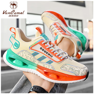 西域駱駝莆田男鞋夏季爆米花減震跑步鞋青少年體育生休閑軟底防臭潮鞋春季 米橘_[舒服的潮流軟皮質(zhì)量好的運動(dòng)散步新款高檔] 44 碼-[適合春季夏天秋款冬天名牌品牌穿的鞋子]