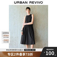 UR2025春季新款女裝簡(jiǎn)約氣質(zhì)純色拼接無(wú)袖連衣裙UWM750038 黑色 S