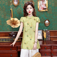 香愛(ài)蜜（XIANGAIMI）新中式國(guó)風(fēng)立領(lǐng)印花襯衣女夏季新款復(fù)古盤(pán)扣氣質(zhì)顯瘦上衣 圖片色 S
