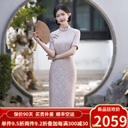 歐迪鳥（ODYBIRD）2025夏季新款真絲桑蠶絲旗袍中式改良日常年輕復(fù)古優(yōu)雅連衣裙 粉色 L