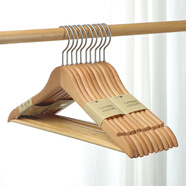 三特實(shí)木衣架高端衣掛服裝店專(zhuān)用無(wú)痕防滑家用衣柜收納衣帽間荷木衣?lián)?原木-親膚質(zhì)感【加粗精美掛鉤】 10個(gè)