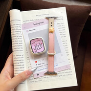 炫戴（XUANDAI）綠蘋(píng)果丨適用蘋(píng)果手表s10表帶真皮iwatch S9腕帶創(chuàng  )意女士蘋(píng)果手表s8/s7保護套智能運動(dòng)替換帶配件 杏色拼粉色-黃喵【硅膠殼套裝】 40mm適用iwatch4/5/6/se代