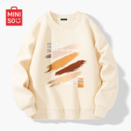 名創(chuàng)優(yōu)品（MINISO）衛(wèi)衣男春秋中國(guó)風(fēng)潮牌寬松百搭無(wú)帽長(zhǎng)袖男士秋冬款圓領(lǐng)休閑上衣服 淺米(油畫刷黃) L 175(體重120-140斤左右)