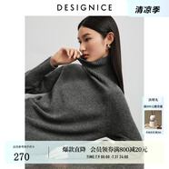 迪賽尼斯（DESIGNICE）冬季新款半高領(lǐng)全羊毛長袖打底衫通勤毛針織衫女 深灰 M