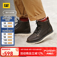 CAT卡特馬丁靴工裝靴男靴男鞋機(jī)車風(fēng)復(fù)古牛皮短靴高幫鞋子男 黑色 43