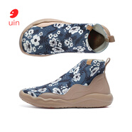 U·IN彩繪旅行鞋馬德里2花漫四季 秋冬輕便透氣低幫板鞋 四時(shí)花藍 38