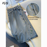巧谷（QuinceGirl）國風(fēng)新中式牛仔半身裙女夏季薄款2024新款小個 主圖色 S建議(80-95斤) 均碼