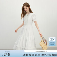 范思藍(lán)恩法式鏤空蕾絲白色蛋糕裙女2025夏新款木耳邊公主裙2752 白色 M