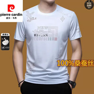 皮爾卡丹（pierre cardin）短袖t恤男士新款夏季寬松短袖桑蠶絲體恤男夏裝潮T 白色908 100%不起球不掉色 L 170 100%不起球不掉色