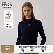 Teenie Weenie小熊女裝冬裝簡約休閑時尚中領(lǐng)毛衣貼身打底衫針織衫 藏青色 S 160
