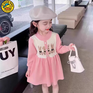 G.DUCKKIDS女童連衣裙2025新款洋氣女寶寶秋冬季周歲禮服兒童秋冬裝公主裙子 粉色 110 cm