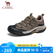 駱駝（CAMEL）踏山男士戶外登山復(fù)古皮面休閑低幫徒步鞋 G14A342696 卡其 42