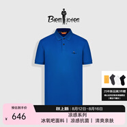 比音勒芬（Biemlfdlkk）【冰氧吧】2025春夏新款男休閑上衣多色抗菌涼感舒彈短袖POLO衫T 05藍色 S （95）
