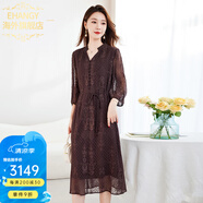 Ehangy國際高檔女士中老年裝洋裝2025夏季新款氣質(zhì)覆古優(yōu)雅桑蠶絲長(cháng)裙 朱古力色【高端禮盒】 M