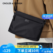 蔻一（Cnoles）男士單肩包斜挎男包橫款背包休閑百搭輕便牛津帆布11英寸ipad大容量包包生日禮物送爸爸男朋友老公實用 黑色